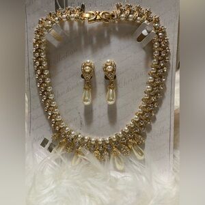 Christina Collection Gold and Pearl Necklace Set
